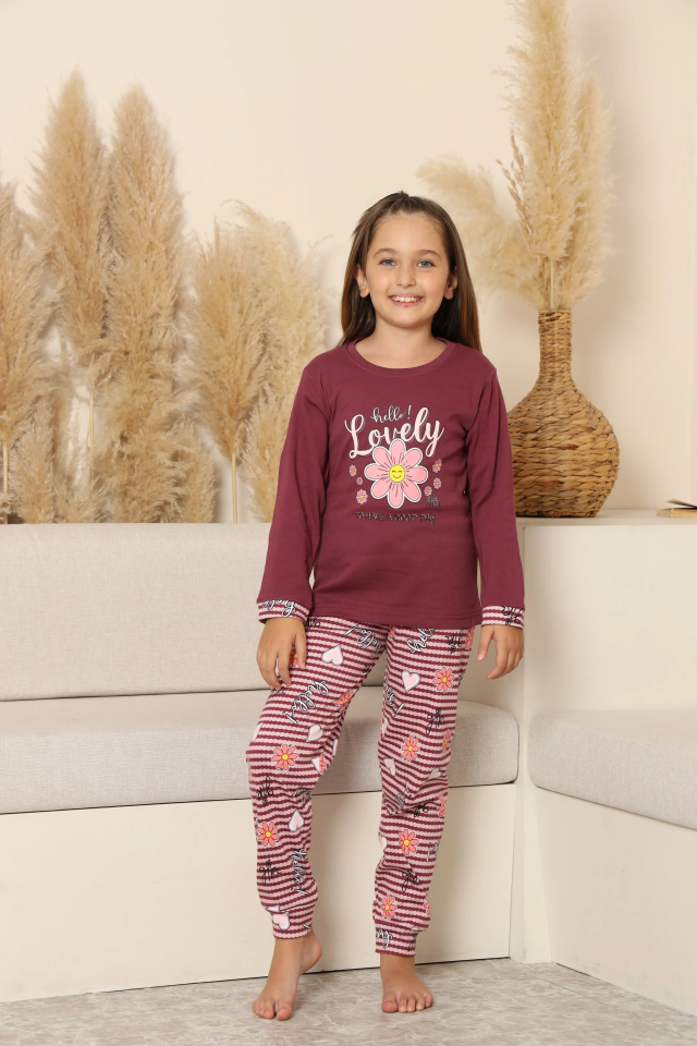 Kapitex 8219 Kız Çocuk Uzun Kol Pijama Takımı