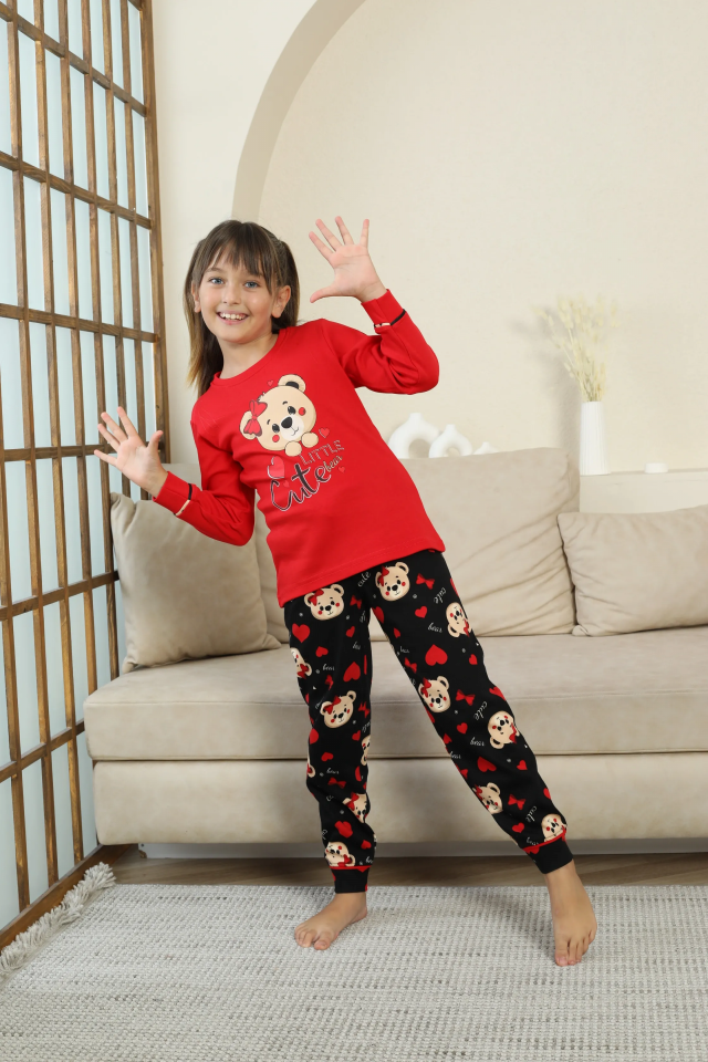 Kapitex 8222 Kız Çocuk Uzun Kol Pijama Takımı