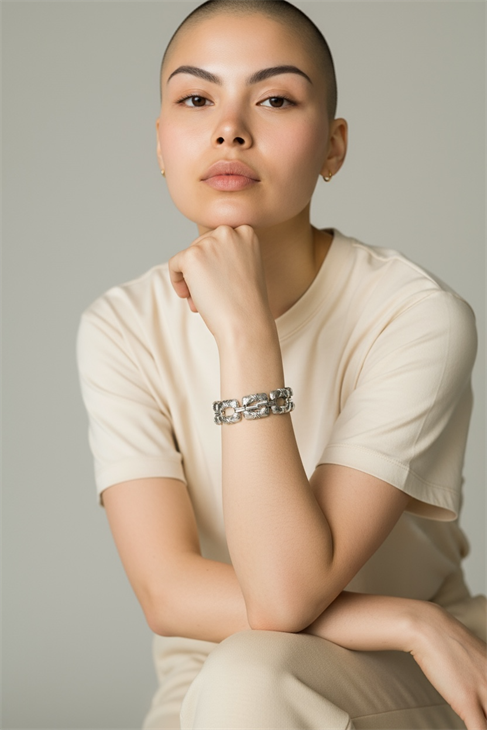 Özel Tasarım Zincir Desenli Gümüş Kaplama Bileklik