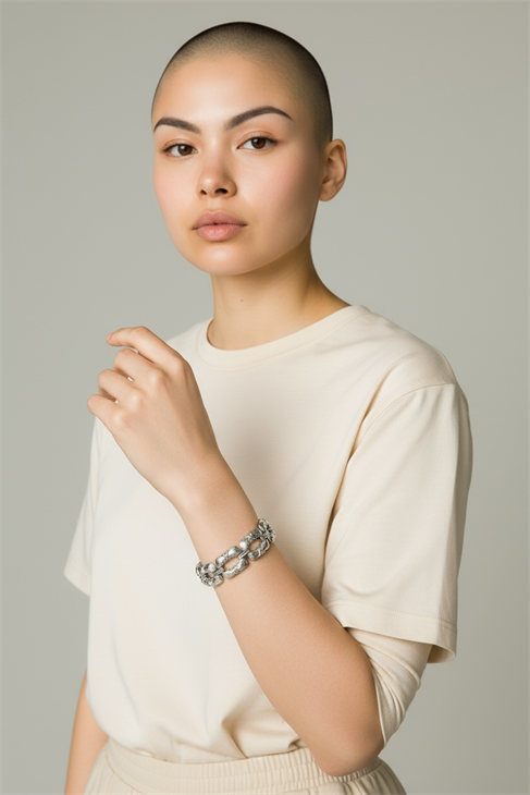 Özel Tasarım Zincir Desenli Gümüş Kaplama Bileklik