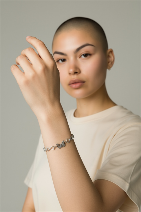 Kelebek Charmlı Sonsuzluk Desenli Zincir Bileklik