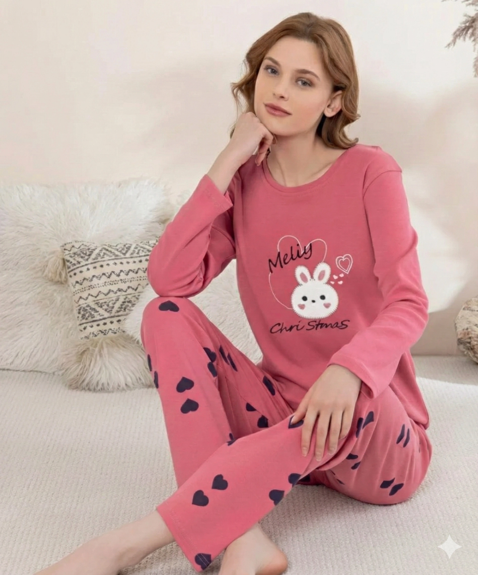 Boyraz 0353 Kadın Penye Uzun Kol Pijama Takımı