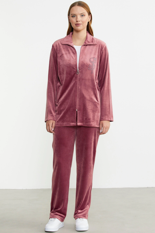 Sementa 76387 Fermuarlı Kadife Tunik Eşofman Takım