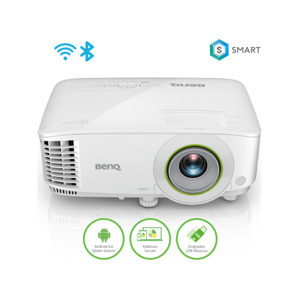 BENQ EW600, 3600 ANSI, 1280x800 WXGA, 1xHDMI, VGA, USB Okuyucu, DLP, Kablosuz Wireless, Android, SMART, Projeksiyon
