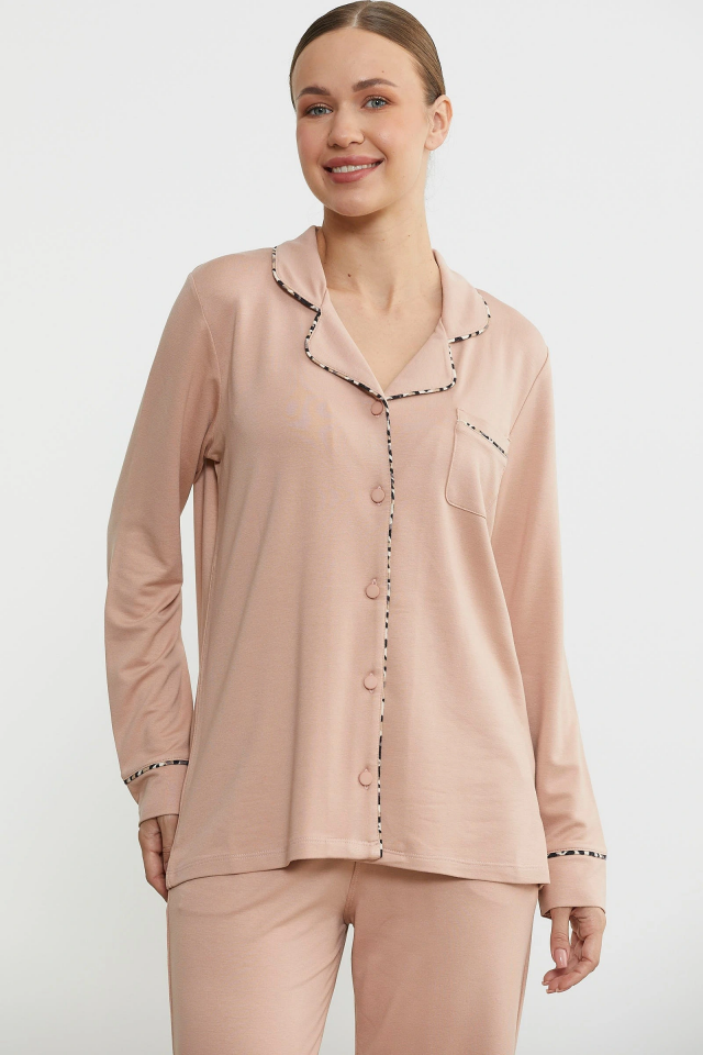 Sementa 76444 Düz Renk Gömlek Model Pijama Takım