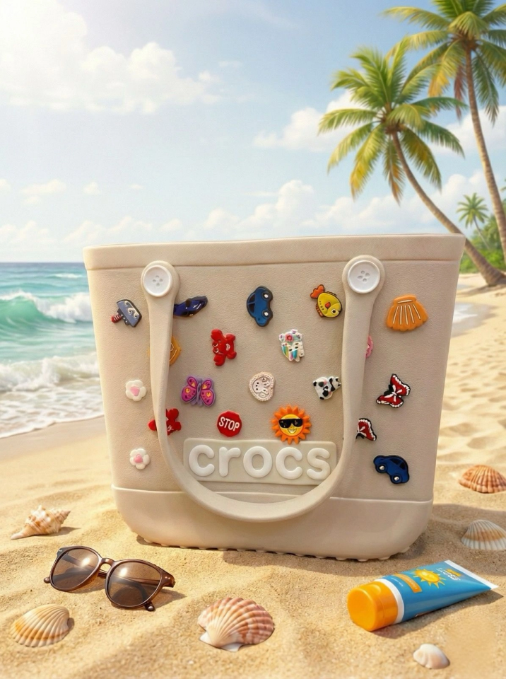 Crocs Stil Jibbitzli Kadın Plaj Çantası