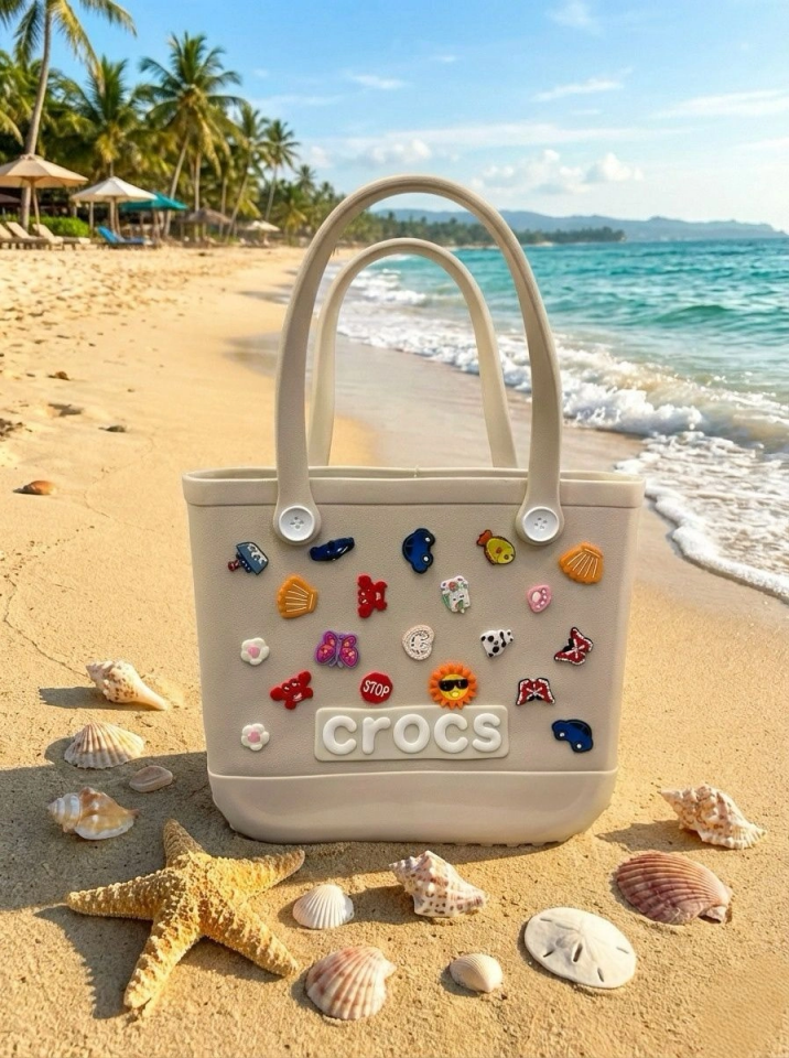 Crocs Stil Jibbitzli Kadın Plaj Çantası