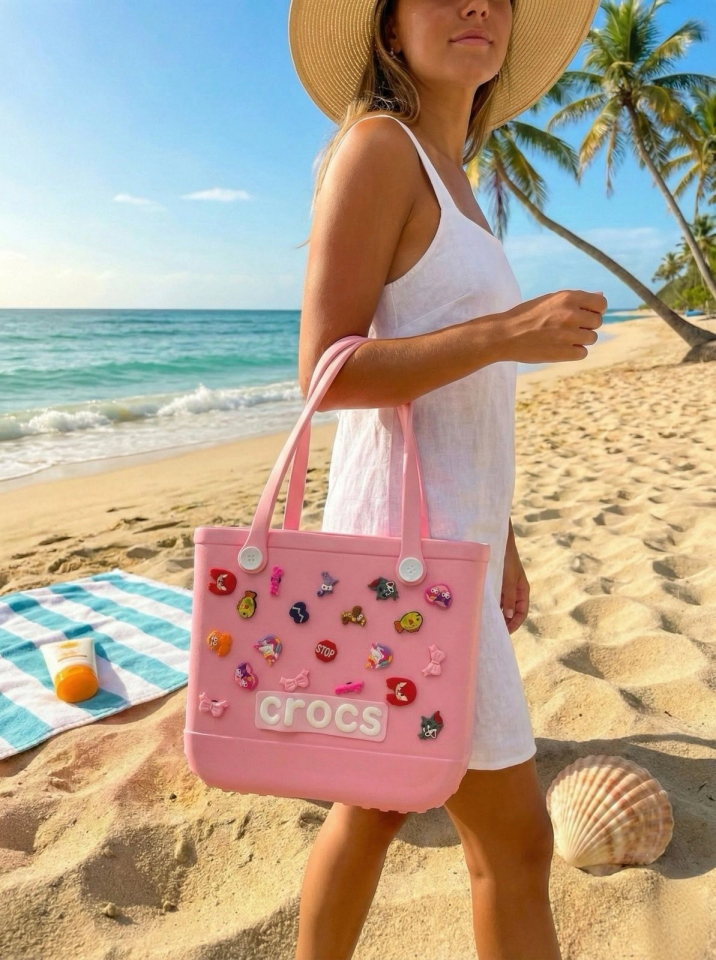 Crocs Stil Jibbitzli Kadın Plaj Çantası