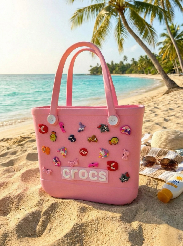 Crocs Stil Jibbitzli Kadın Plaj Çantası