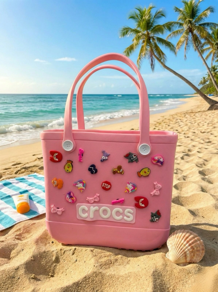 Crocs Stil Jibbitzli Kadın Plaj Çantası