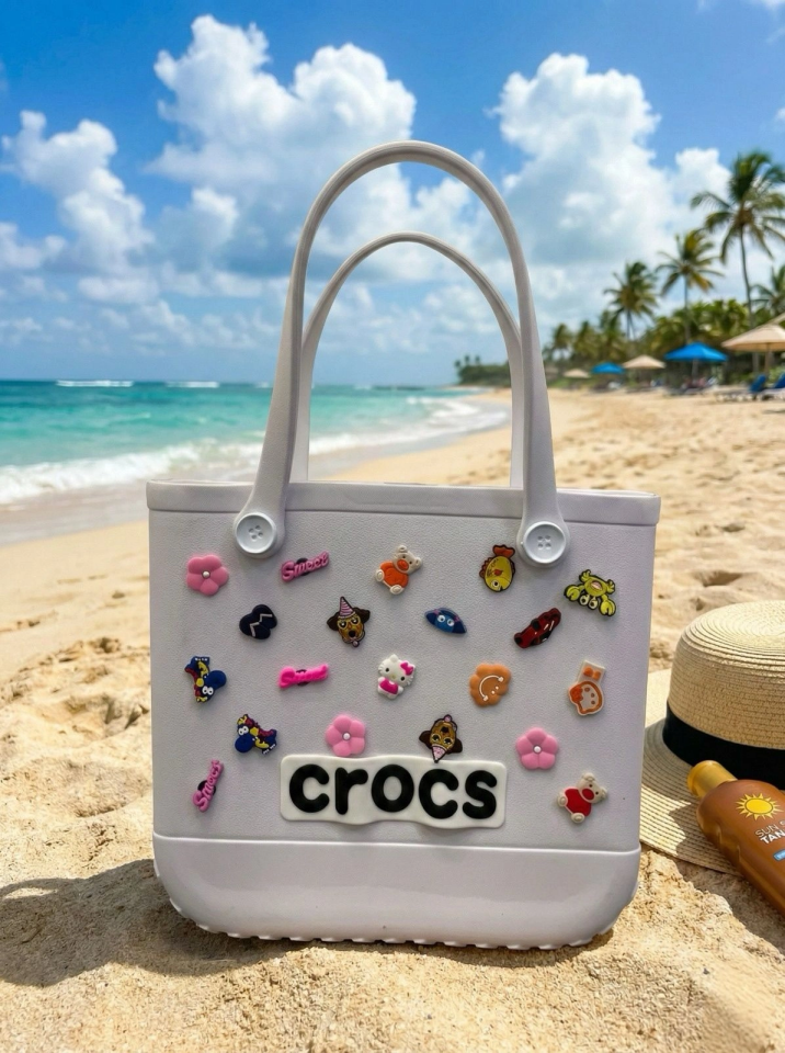 Crocs Stil Jibbitzli Kadın Plaj Çantası