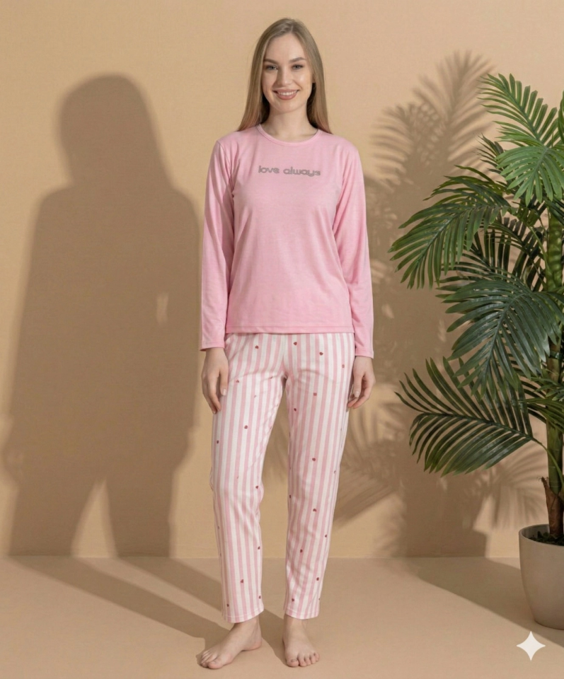 Boyraz ML-01022 Kadın Milan Uzun Kol Pijama Takımı