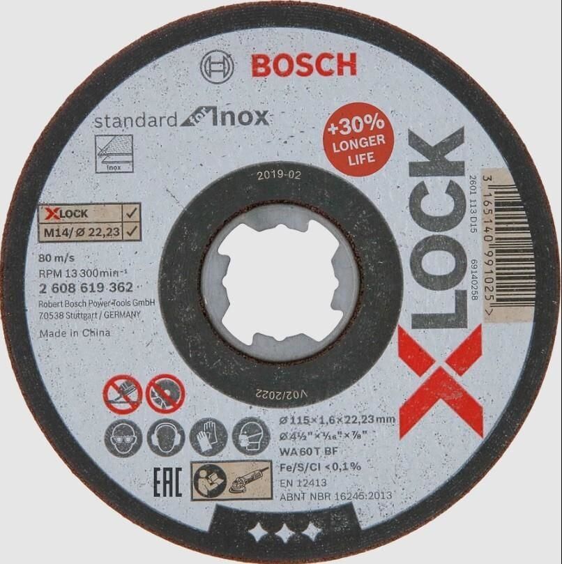 Bosch Xlock İnox Kesici 115X1X22,23 Mm