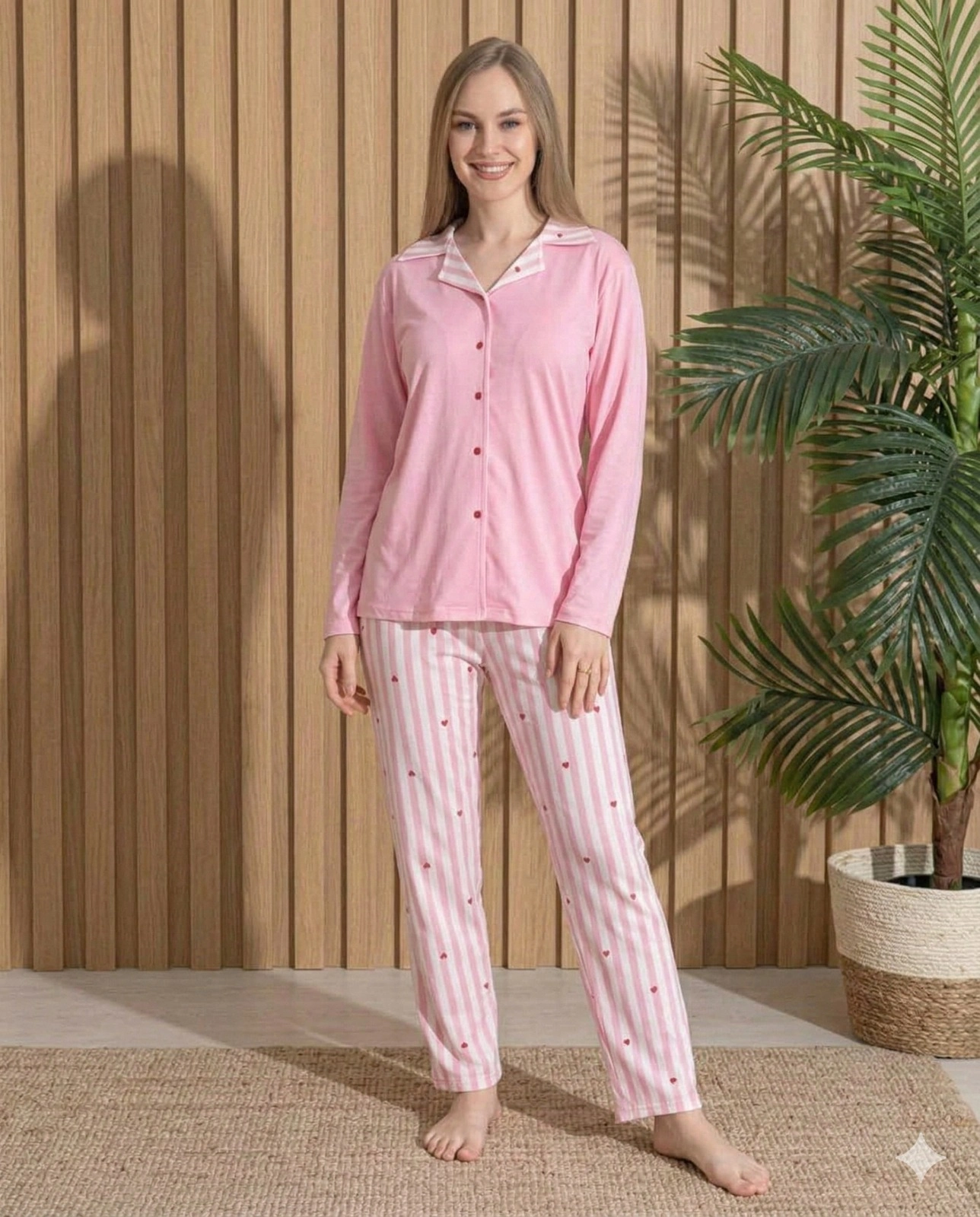 Boyraz ML-01025 Kadın Milan Uzun Kol Pijama Takımı