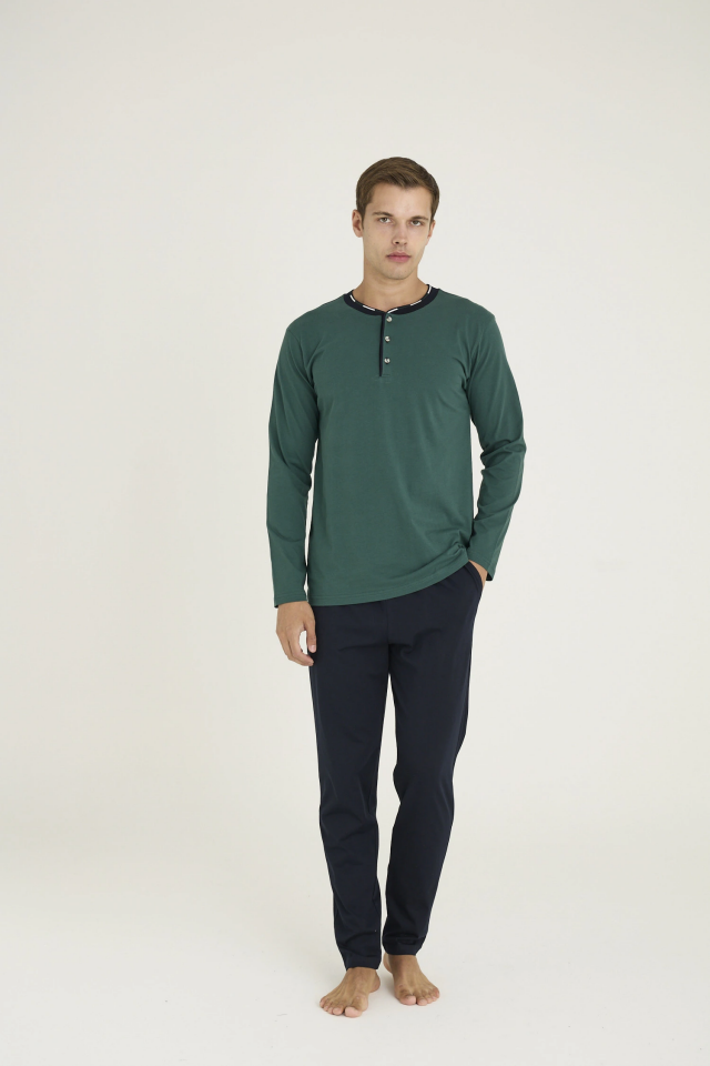 Kocabey 9245 Erkek Midi Yaka Pijama Takım