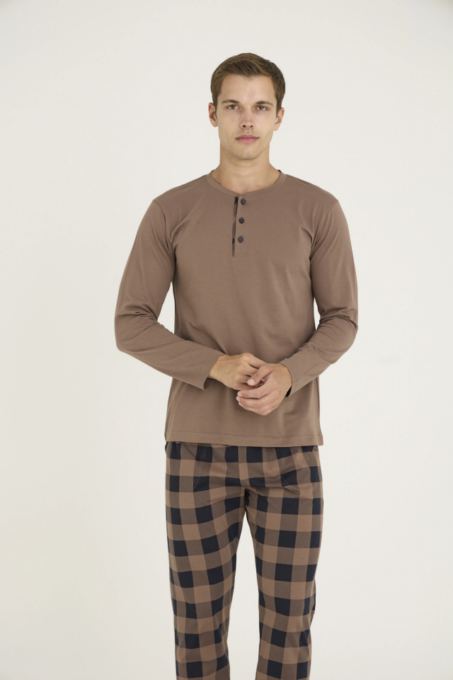 Kocabey 9221 Erkek Midi Yaka Pijama Takım