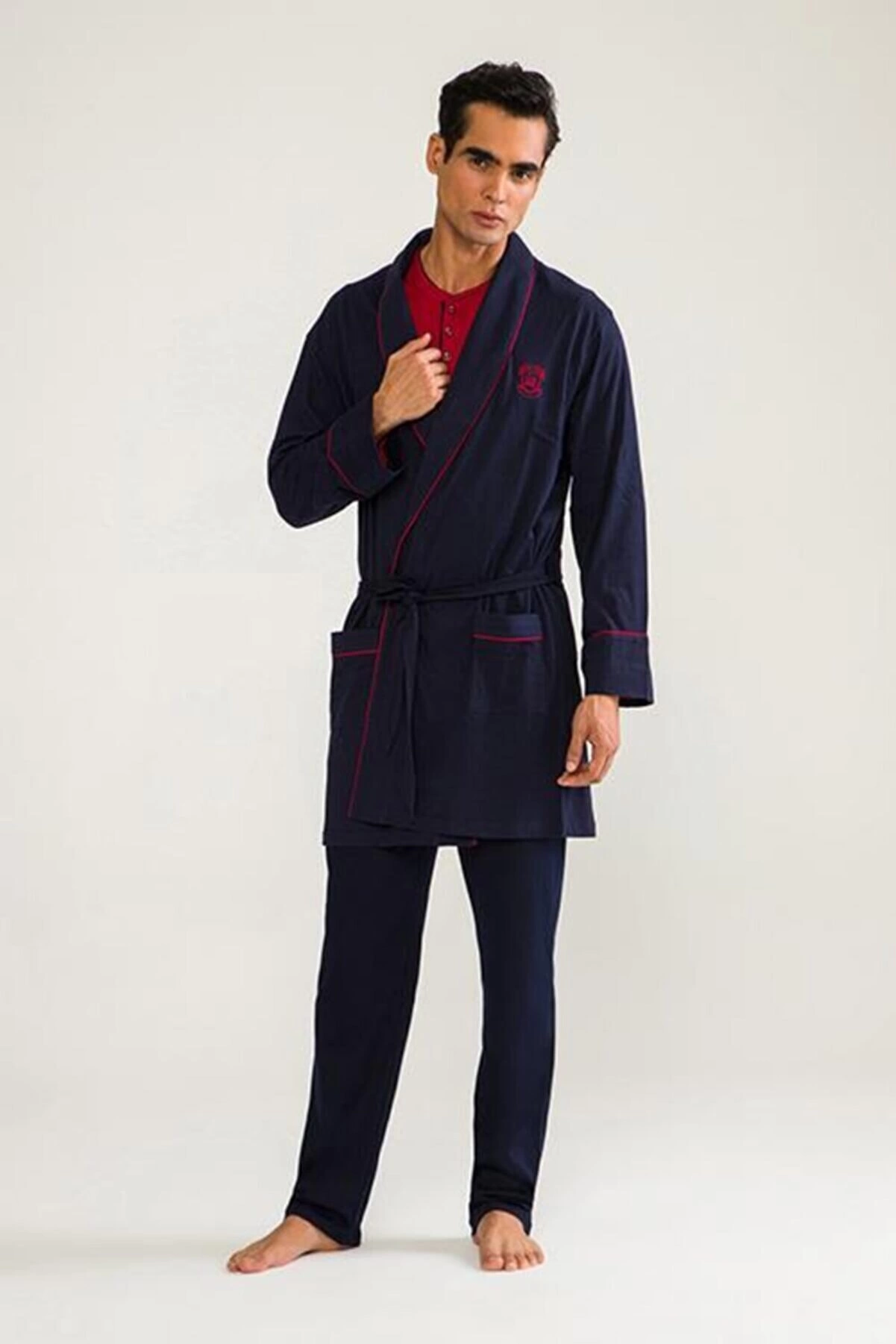 D'S Damat 03000 5'li Robdöşambr Erkek Damat Pijama Seti