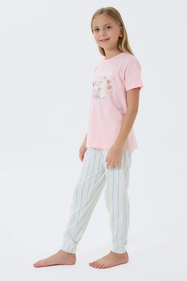 Arnetta 3571-G Kız Çocuk Kısa Kol Pijama Takımı