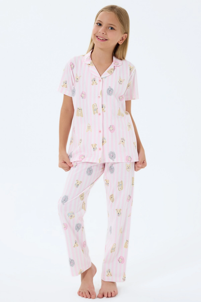 RolyPoly 3809-G Kız Çocuk Gömlek Pijama Takım