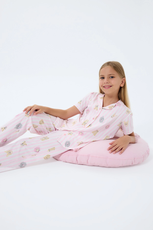 RolyPoly 3809-G Kız Çocuk Gömlek Pijama Takım