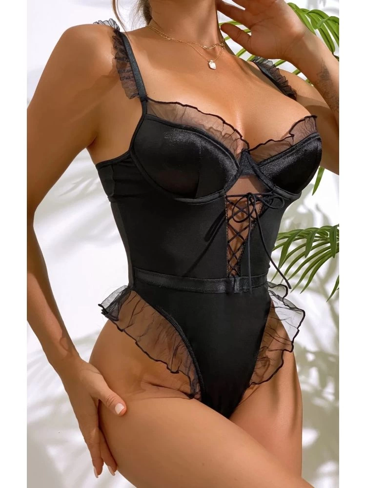 For Dreams 8417 Fantazi Tül Detaylı Bodysuit