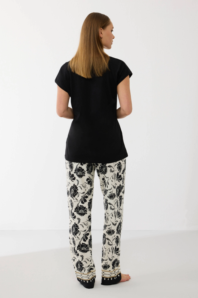 Anıl 11709 Kadın Kısa Kol Tencel Kumaş Desenli Pijama Takımı