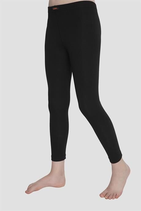 Siyah Kız Çocuk Esnek Termal Kışlık Tayt