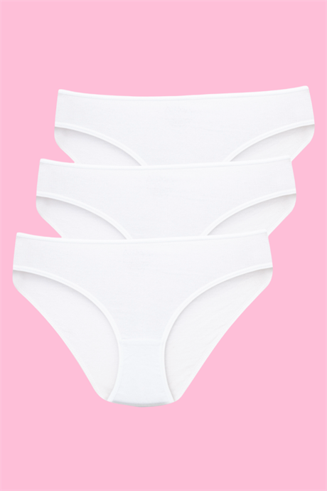 Kız Çocuk Külot Beyaz 3'lü Paket %100 Pamuklu
