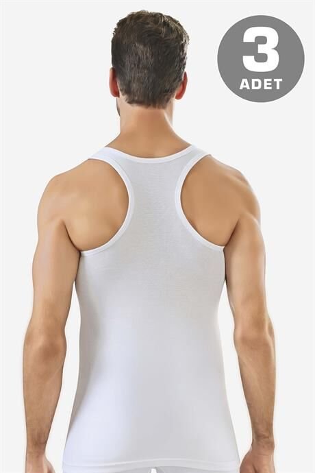 Erkek Pamuklu Sporcu Rambo Atlet Beyaz 3'lü Paket