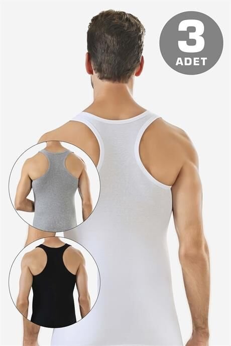 Erkek Pamuklu Sporcu Rambo Atlet Renkli 3'lü Paket