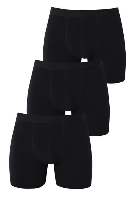 3'lü Paket Erkek Siyah Uzun Paçalı Boxer Pamuklu Likralı Esnek Kumaş