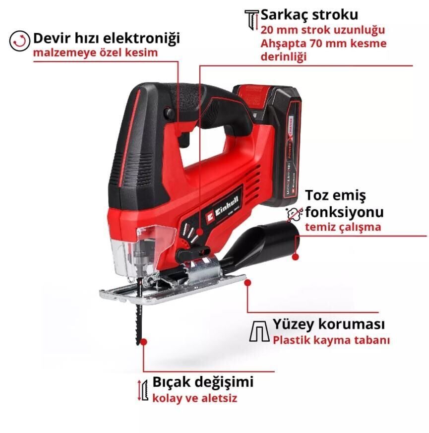 Einhell Tc Js 18/70 Akülü Dekupaj Testere 2,5 Ah Tek Akülü
