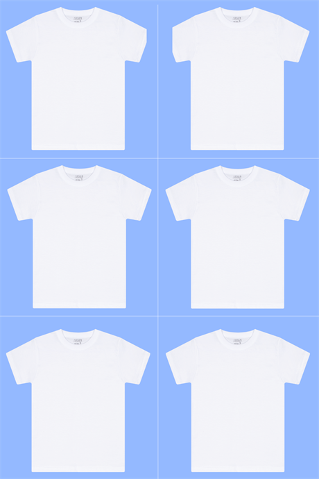 Erkek Çocuk Sıfır Yaka Fanila Kısa Kol Tişört 6 Adet Beyaz %100 Pamuklu