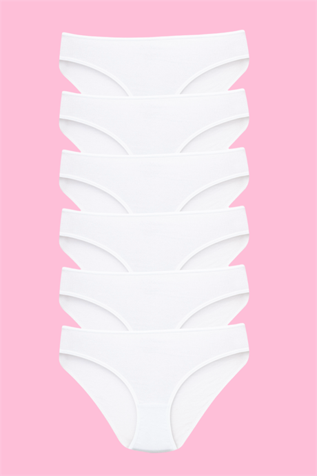 Kız Çocuk Külot Beyaz %100 Pamuk 6'lı Paket