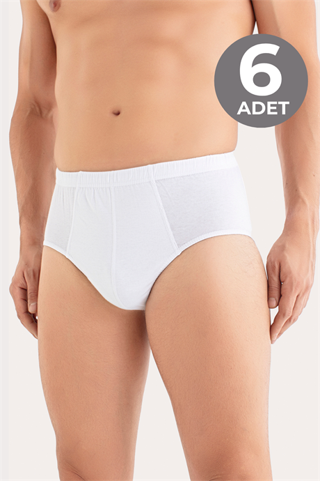Beyaz 6'lı Paket Erkek Külot %100 Pamuk Penye