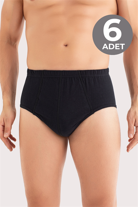 Siyah 6'lı Paket Erkek Külot %100 Pamuk Penye