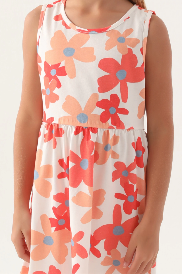 Roly Poly 3393-3 Kız Çocuk Çiçekli Elbise