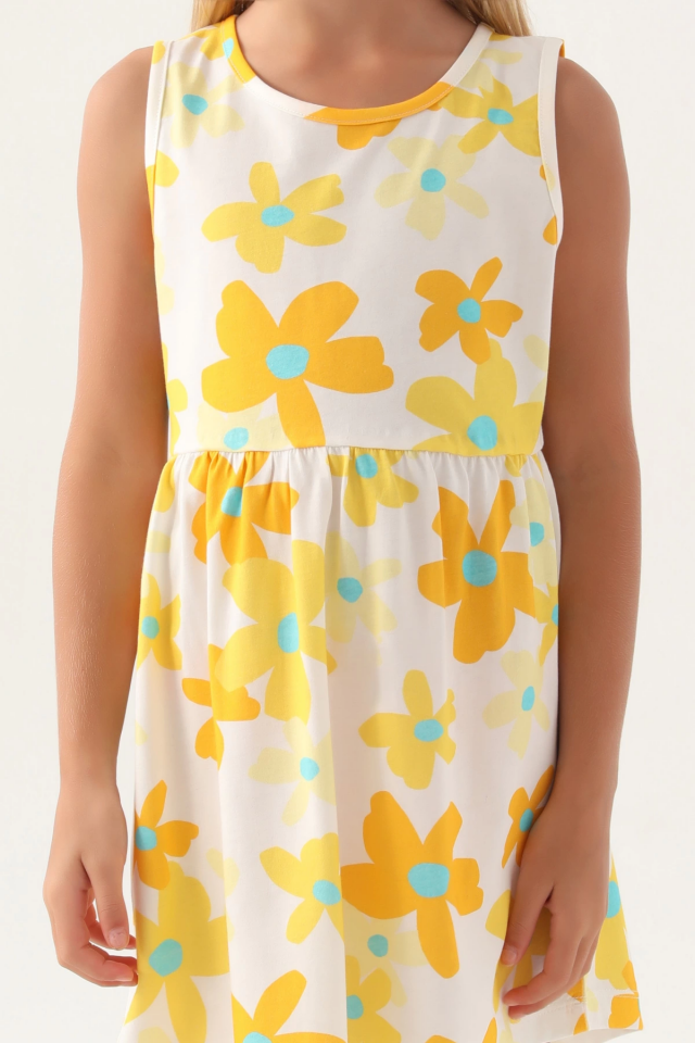 Roly Poly 3393-3 Kız Çocuk Çiçekli Elbise