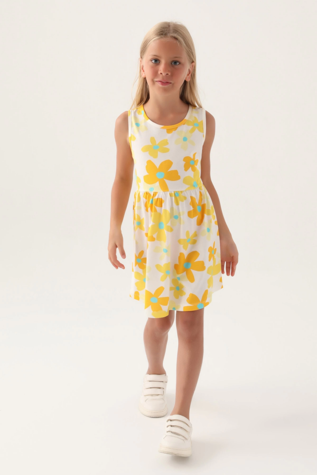 Roly Poly 3393-3 Kız Çocuk Çiçekli Elbise