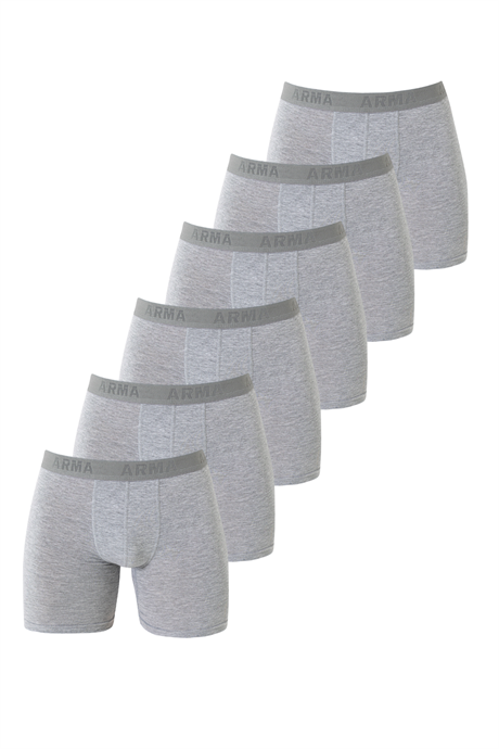 6'lı Paket Erkek Pamuklu Likralı Esnek Kumaş Gri Boxer
