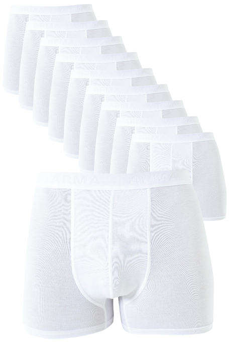 Erkek Beyaz Boxer 10'lu Paket Pamuklu Likralı Yumuşak ve Esnek Kumaş