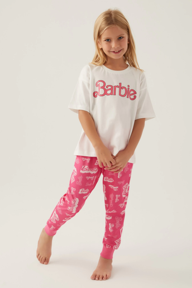 Barbie L1704-G Kız Çocuk Kısa Kol Pijama Takımı