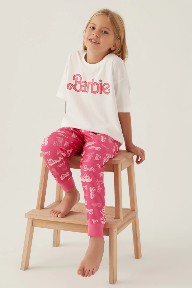 Barbie L1704-G Kız Çocuk Kısa Kol Pijama Takımı