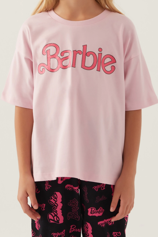 Barbie L1704-G Kız Çocuk Kısa Kol Pijama Takımı