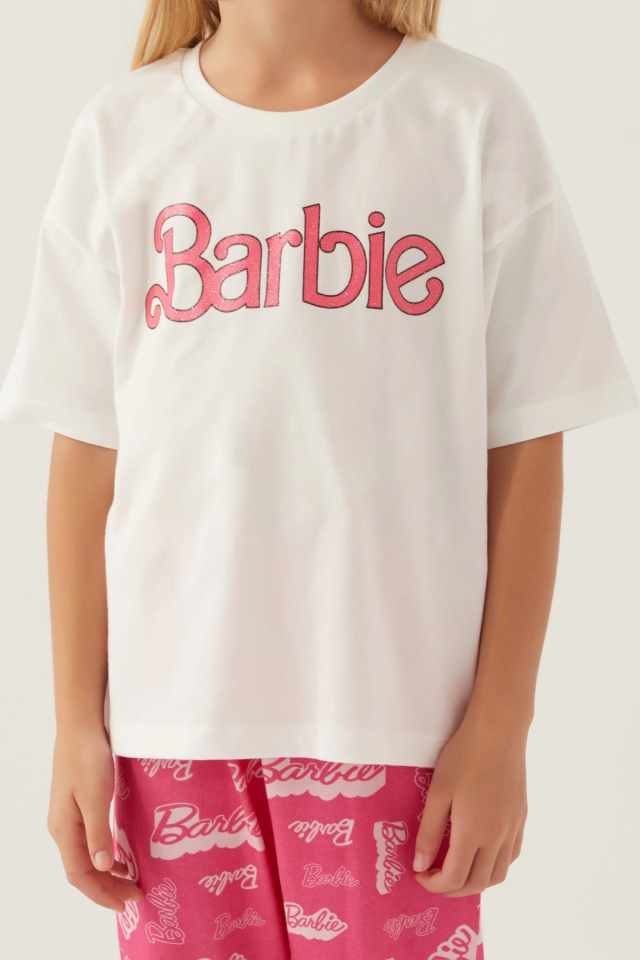 Barbie L1704-3 Kız Çocuk Kısa Kol Pijama Takımı