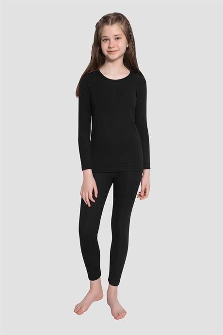 Kız Çocuk Siyah Alt Üst Termal Takım İçlik