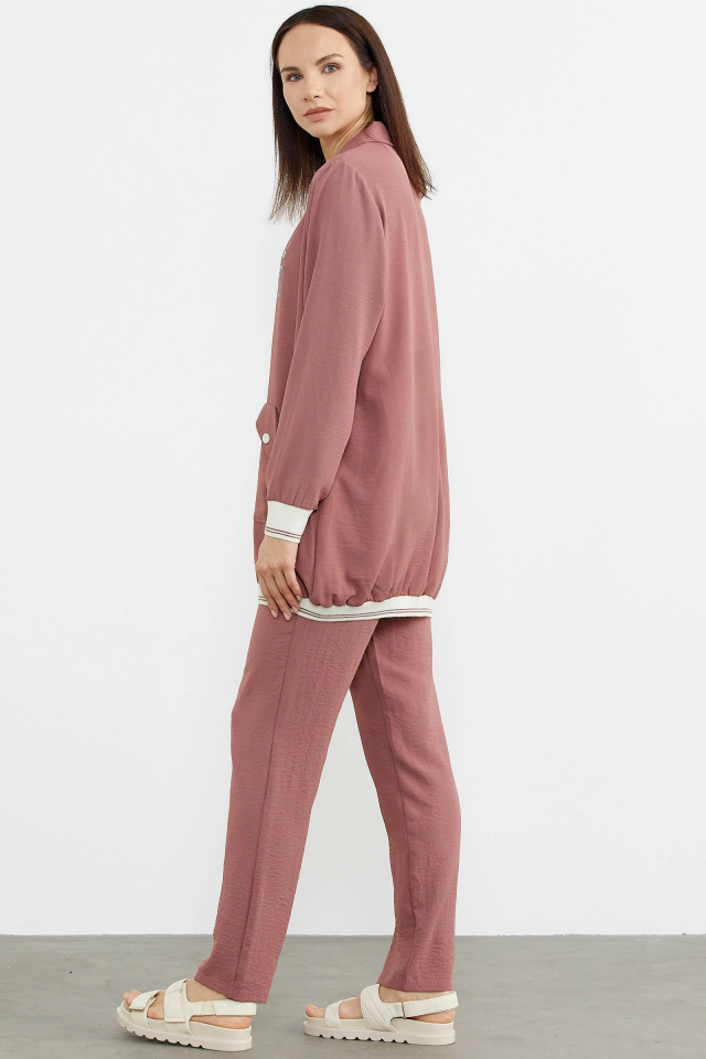 Sementa 76326 Şal Yaka Fermuarlı Krep Takım