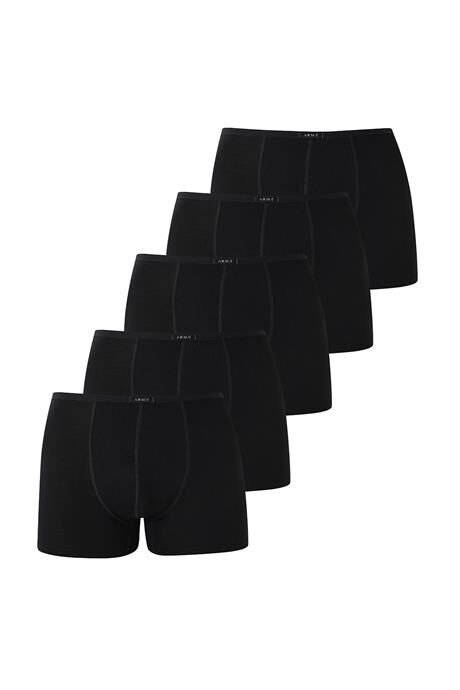 Erkek İnce Bel Lastikli Bambu Boxer Siyah 5'li Paket