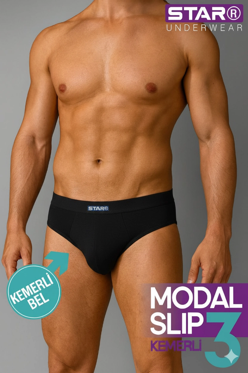 Star 109 Erkek 3'lü Modal Slip