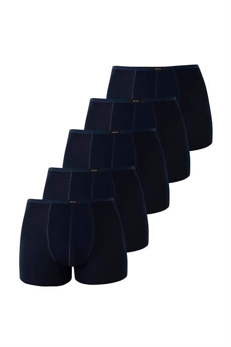 Erkek İnce Bel Lastikli Bambu Boxer Lacivert 5'li Paket